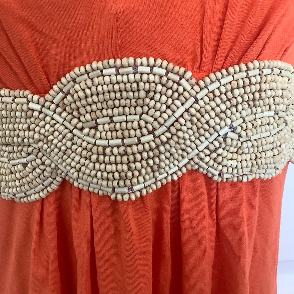 NWOT Boston Proper Orange Beaded Stretch Tunic Top Size XXS Crisscross Back - Picture 3 of 8
